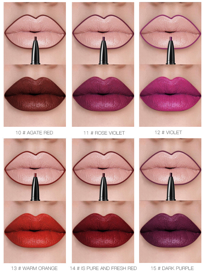 16-Color Double Ended Lip Gloss Stick - Smudge-Proof, Matte Velvet Texture, Long-Lasting, 2-in-1 Lip Liner and Lip Gloss Makeup - Perfect for Everyday Use